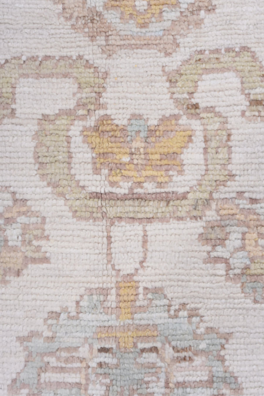 10' x 13' one-of-a-kind handmade vintage Tulu large size rug. Color palette: ivory, powder_blue, taupe, gold, cream