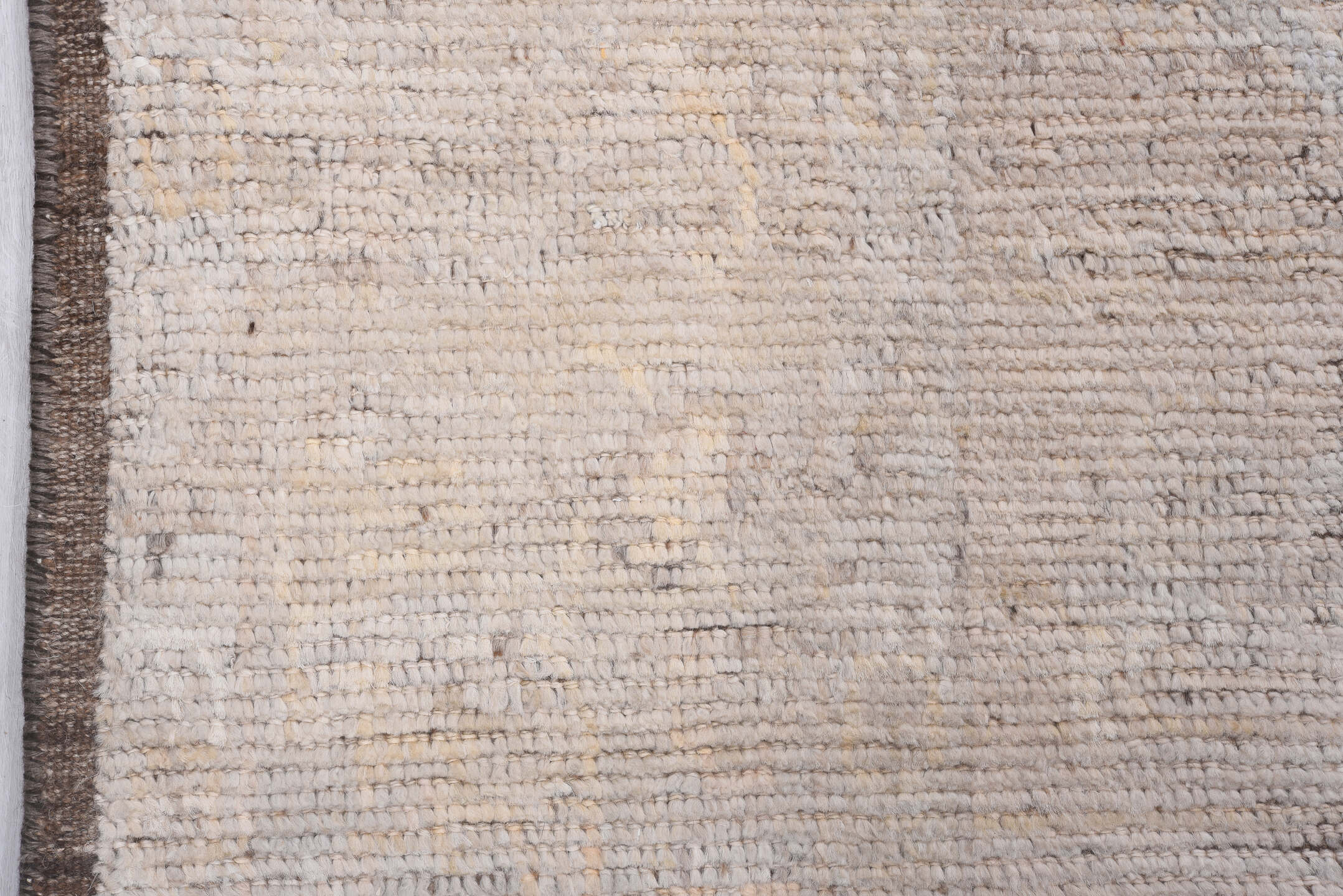 8' x 10' one-of-a-kind handmade vintage Tulu large size rug. Color palette: ivory, taupe, brown, camel, gray, beige