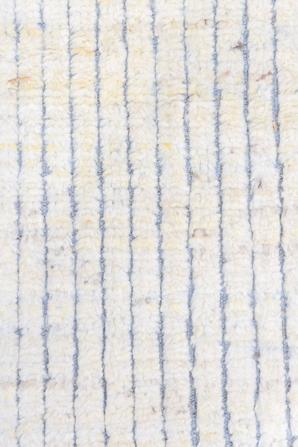 9' x 12' one-of-a-kind handmade vintage Tulu large size rug. Color palette: ivory, pale blue, brown, light blue