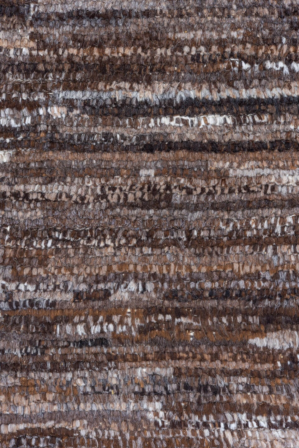 10' x 14' one-of-a-kind handmade vintage Tulu oversize rug. Color palette: brown, taupe, ivory, charcoal, camel, beige, gray