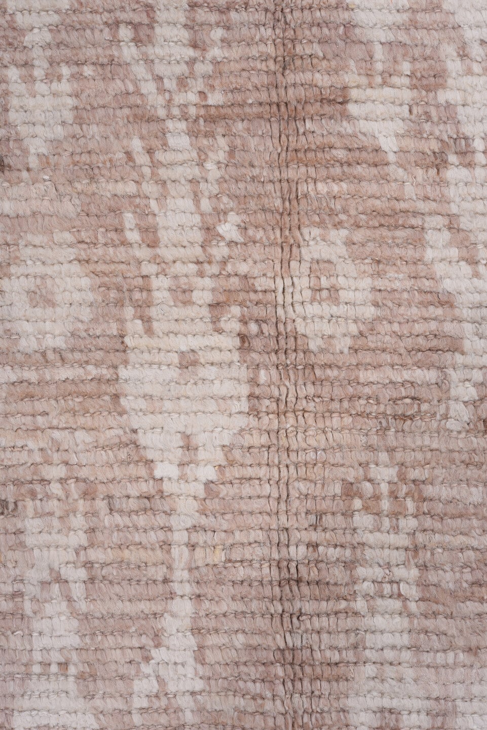 13' x 14' one-of-a-kind handmade vintage Tulu oversize rug. Color palette: blush, beige, ivory, taupe, sand, pink, gray
