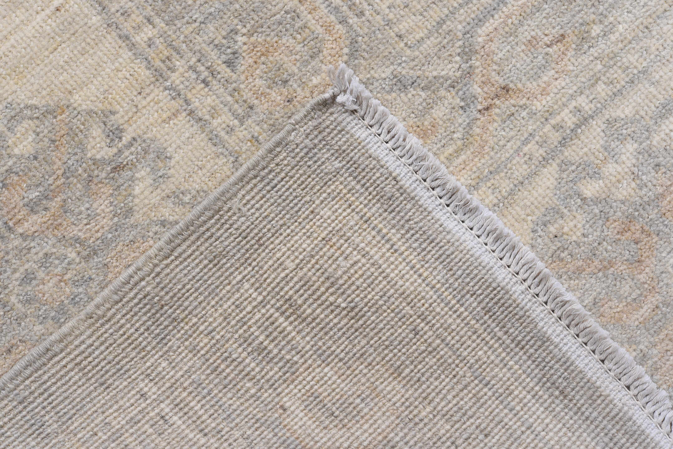 10' x 14' one-of-a-kind handmade vintage Khotan large size rug. Color palette: ivory, pale blue, light gray, cream, taupe