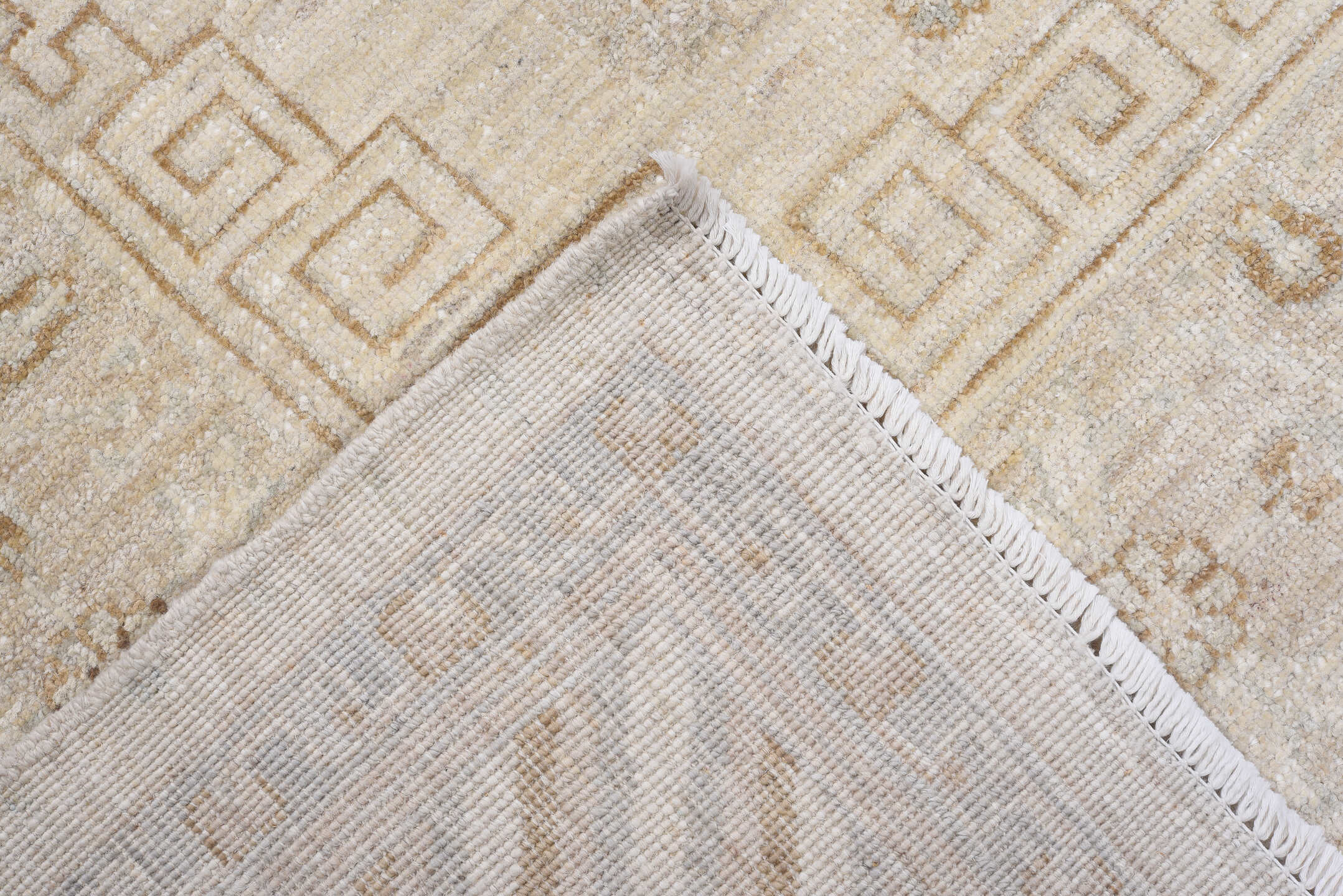 8' x 11' one-of-a-kind handmade vintage Khotan large size rug. Color palette: ivory, cream, beige, taupe, camel, pale gold