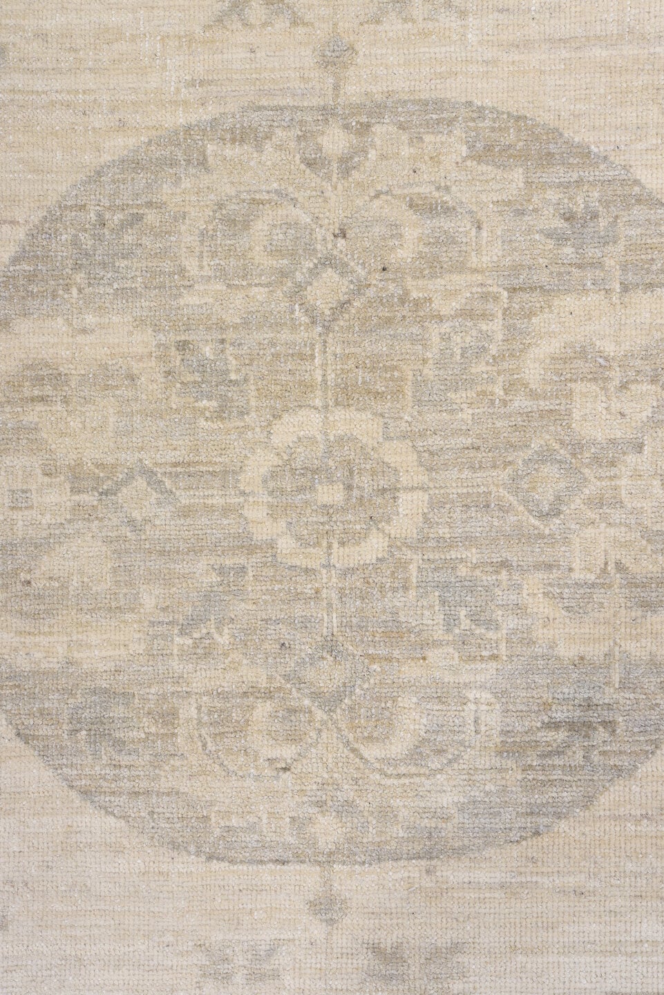 9' x 12' one-of-a-kind handmade vintage Khotan large size rug. Color palette: ivory, beige, taupe, sand, greige, gray