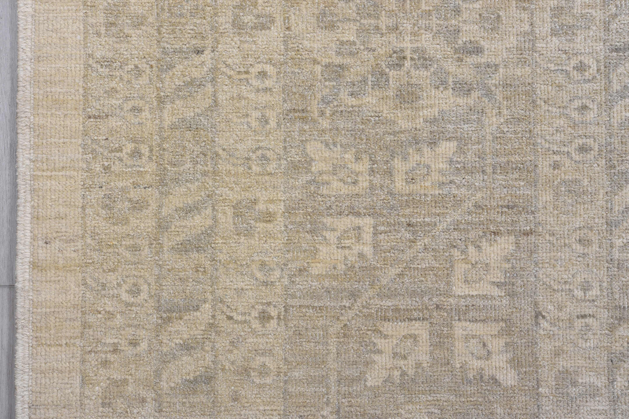9' x 12' one-of-a-kind handmade vintage Khotan large size rug. Color palette: ivory, beige, taupe, sand, greige, gray