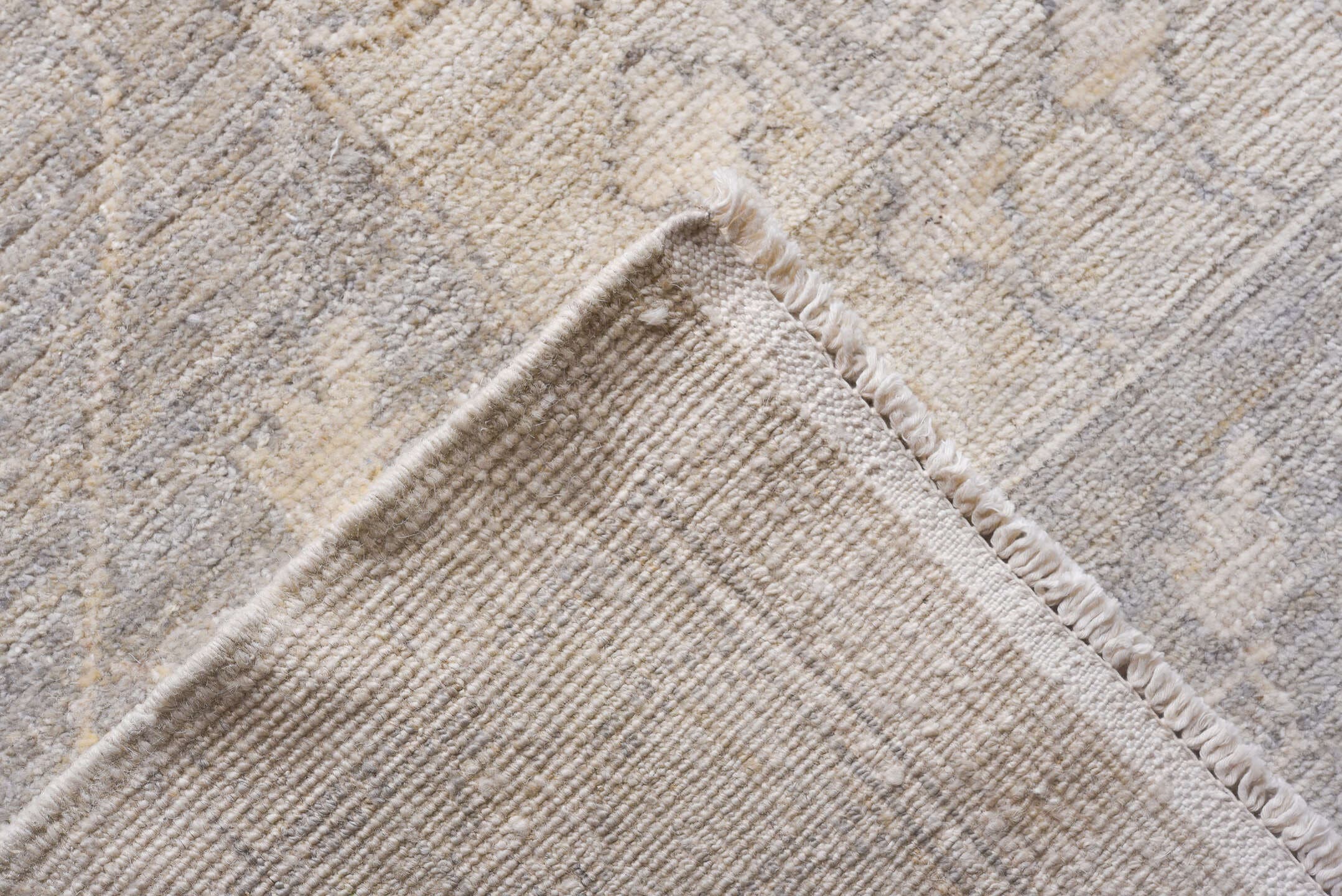 13' x 17' one-of-a-kind handmade vintage Khotan oversize rug. Color palette: ivory, pale gray, taupe, cream, beige