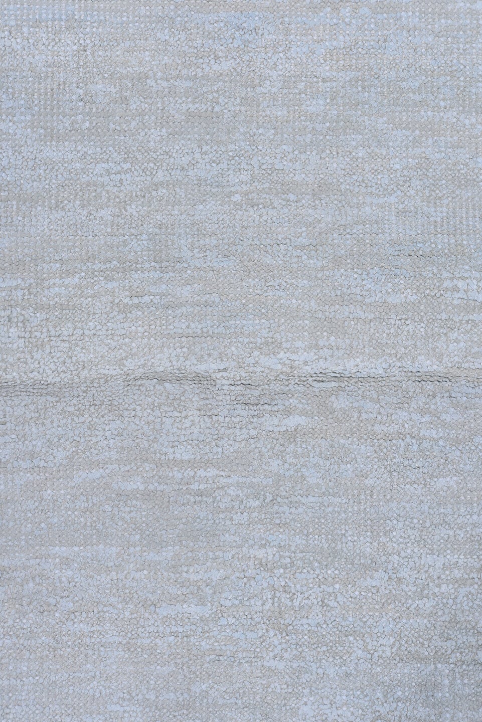 10' x 13' one-of-a-kind handmade vintage Sari Silk large size rug. Color palette: pale blue, silver, ivory, light blue, gray