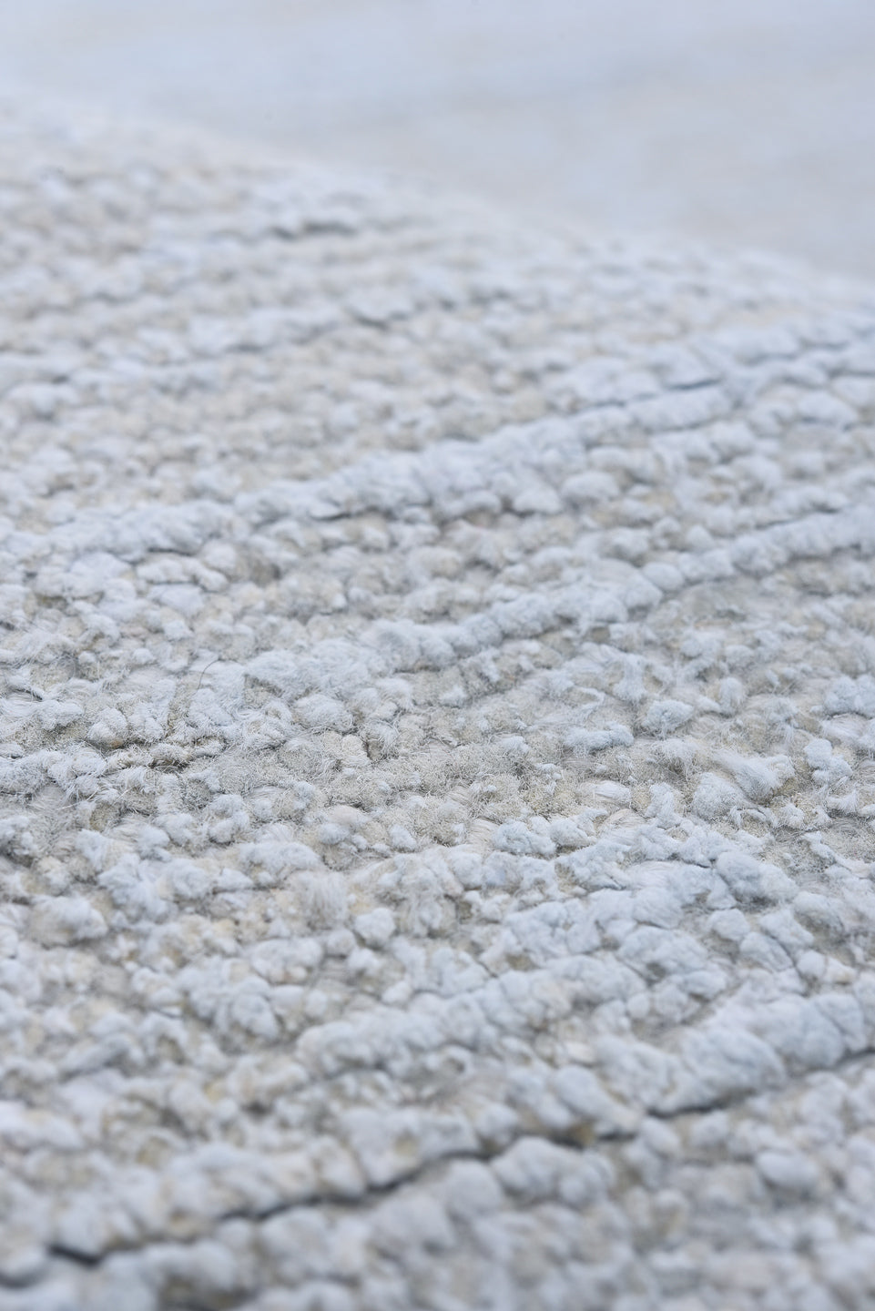 10' x 13' one-of-a-kind handmade vintage Sari Silk large size rug. Color palette: pale blue, silver, ivory, light blue, gray