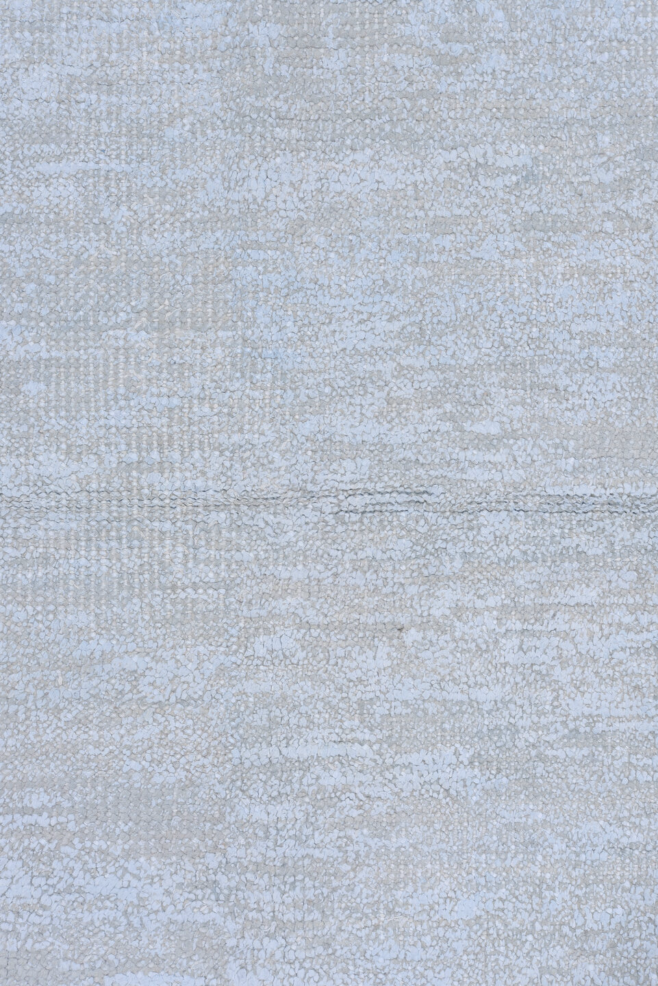 8' x 11' one-of-a-kind handmade vintage Sari Silk large size rug. Color palette: ice blue, silver, pale gray, ivory