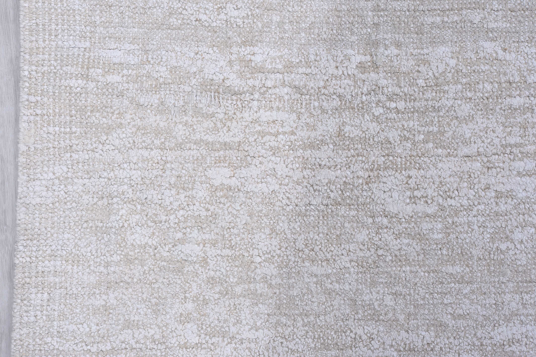 9' x 13' one-of-a-kind handmade vintage Sari Silk large size rug. Color palette: ivory, cream, taupe, beige, gray