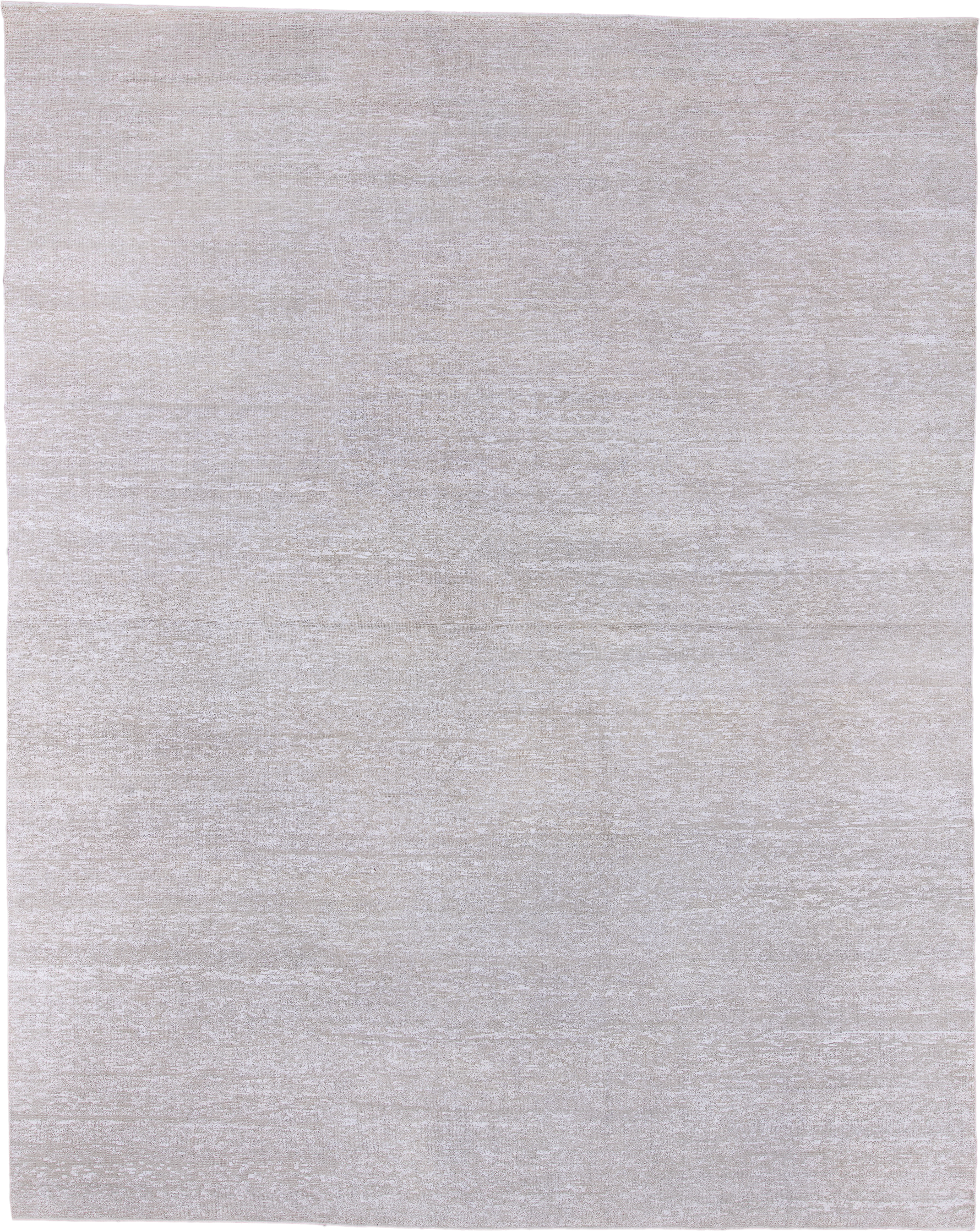 11' x 15' one-of-a-kind handmade vintage Sari Silk oversize rug. Color palette: ivory, cream, taupe, pearl, beige, gray