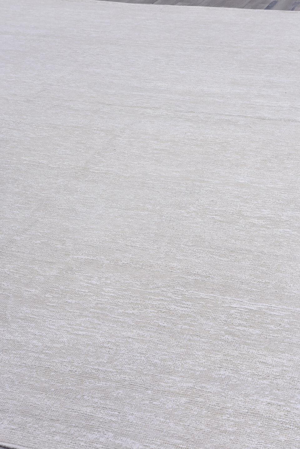 11' x 15' one-of-a-kind handmade vintage Sari Silk oversize rug. Color palette: ivory, cream, taupe, pearl, beige, gray