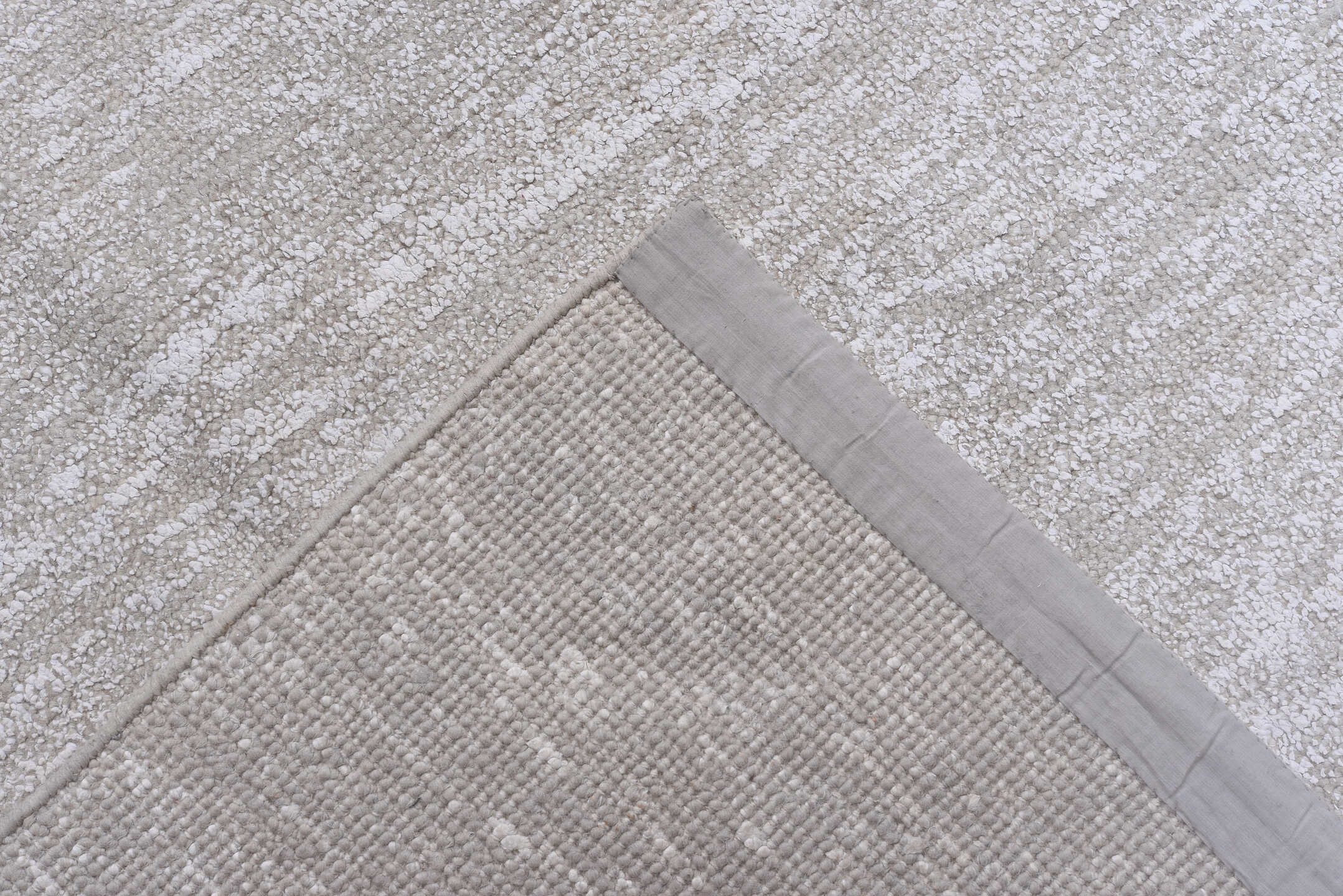 11' x 15' one-of-a-kind handmade vintage Sari Silk oversize rug. Color palette: ivory, cream, taupe, pearl, beige, gray