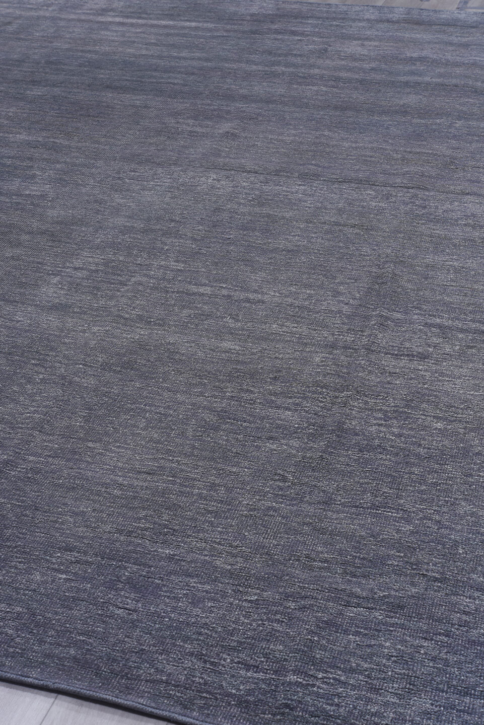 11' x 14' one-of-a-kind handmade vintage Sari Silk oversize rug. Color palette: black, blue, charcoal, gainsboro, gray