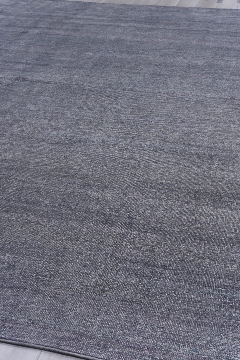 9' x 14' one-of-a-kind handmade vintage Sari Silk large size rug. Color palette: blue, dim gray, gainsboro, gray, light blue