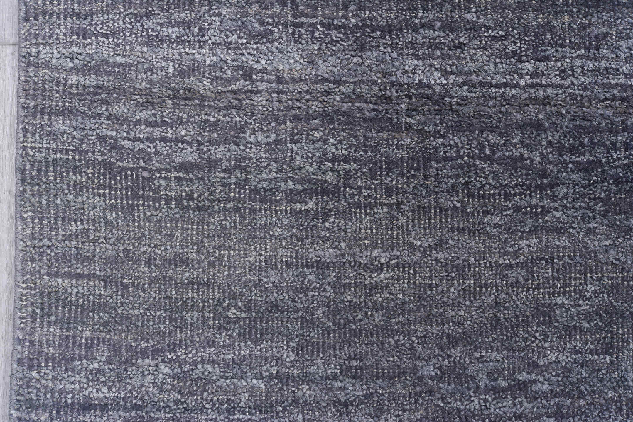 9' x 14' one-of-a-kind handmade vintage Sari Silk large size rug. Color palette: blue, dim gray, gainsboro, gray, light blue