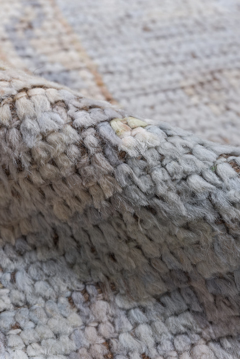 8' x 10' one-of-a-kind handmade vintage Oushak large size rug. Color palette: ivory, pale blue, beige, taupe, camel, brown
