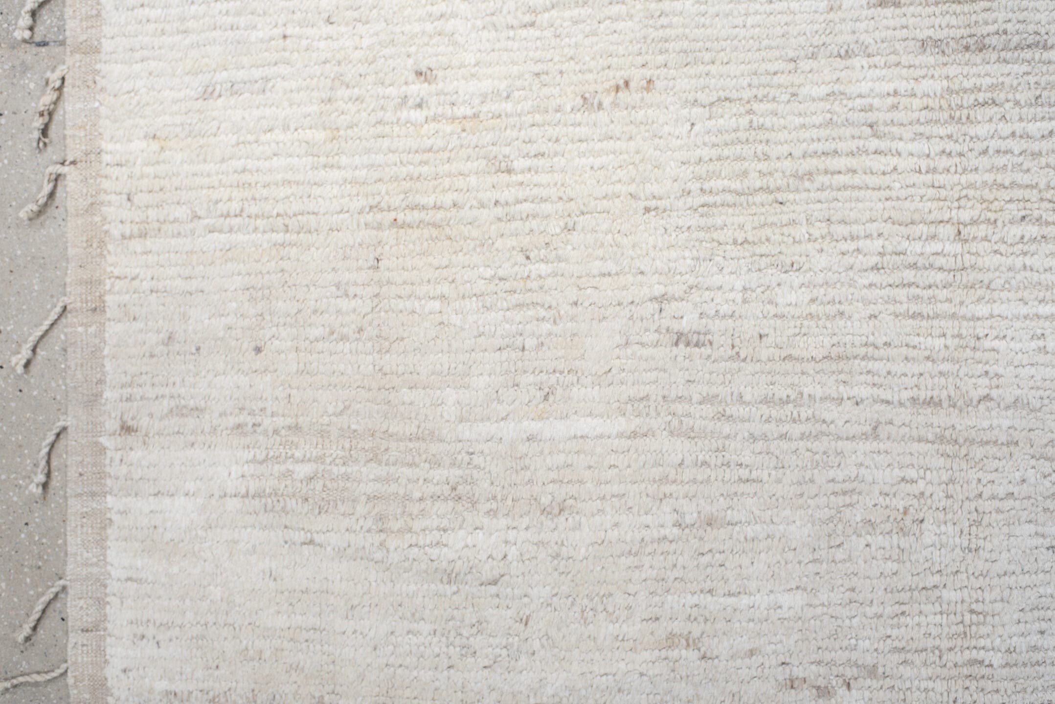8' x 9' one-of-a-kind handmade vintage Tulu rug. Color palette: ivory, cream, beige, taupe, gray