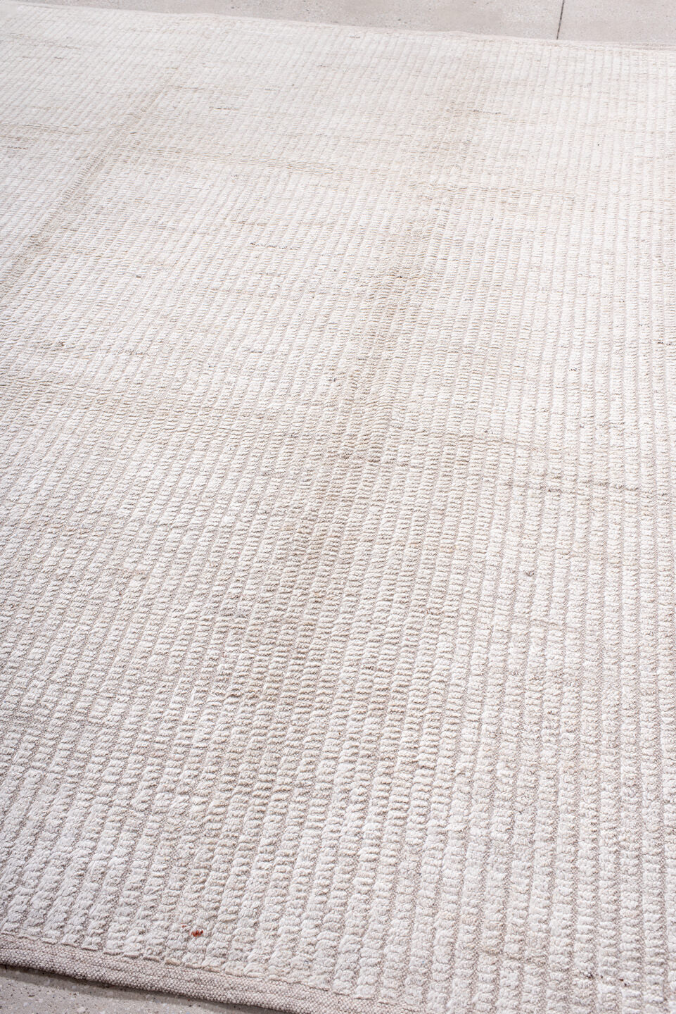 8' x 9' one-of-a-kind handmade vintage Tulu rug. Color palette: ivory, cream, taupe, beige, gray
