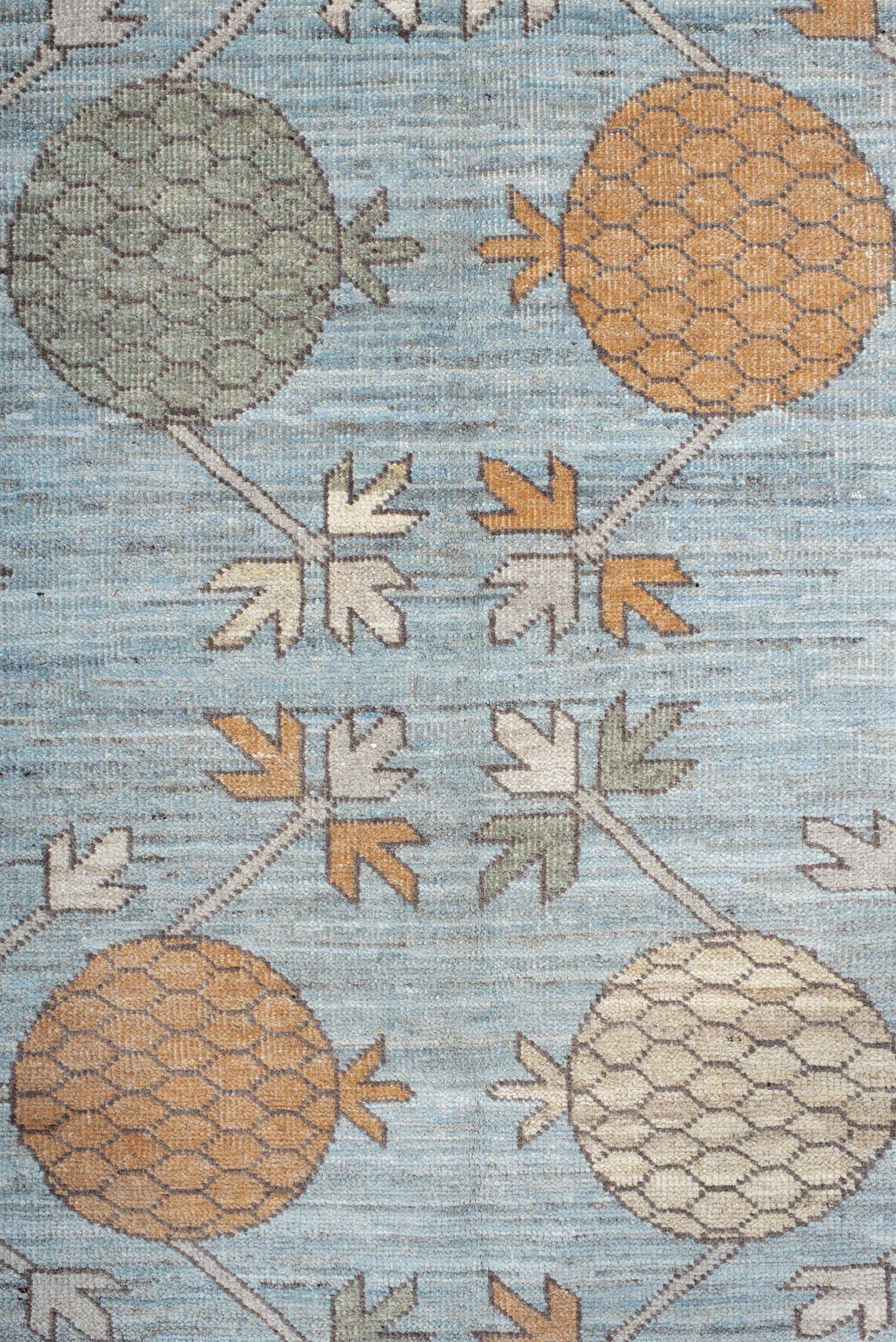 13' x 19' one-of-a-kind handmade vintage Khotan oversize rug. Color palette: pale blue, ivory, peach, taupe, sage, camel