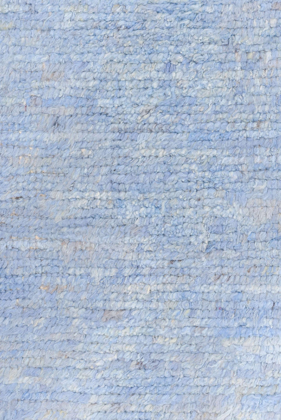 8' x 9' one-of-a-kind handmade vintage Tulu rug. Color palette: pale blue, ivory, charcoal, sky blue, light blue, gray