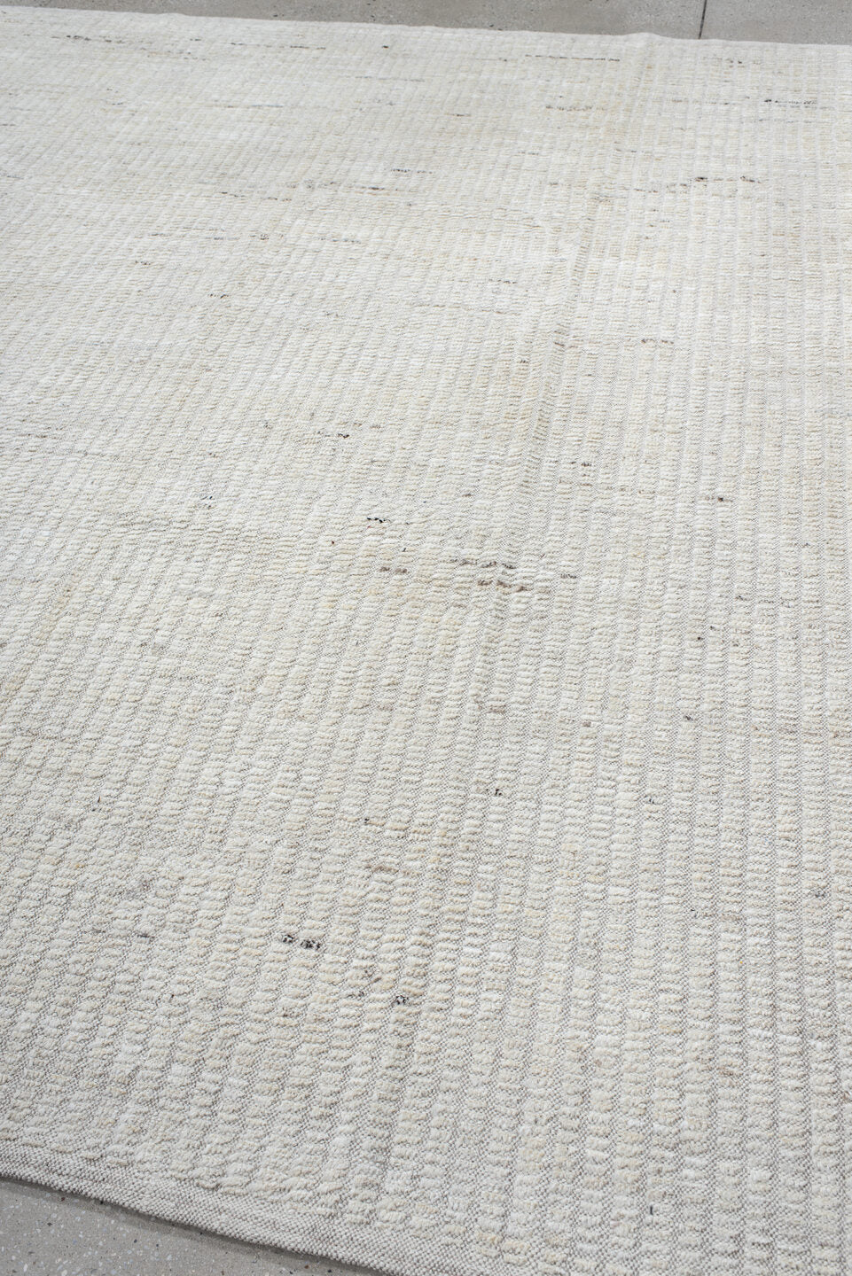 8' x 10' one-of-a-kind handmade vintage Tulu large size rug. Color palette: ivory, cream, taupe, beige, camel, brown, gray