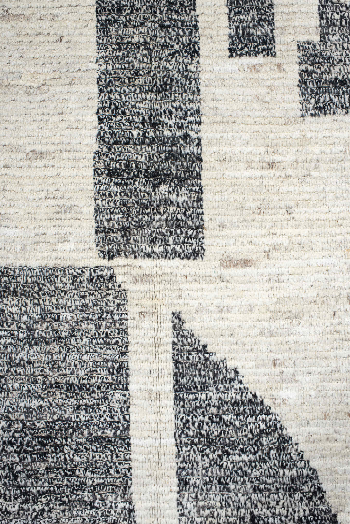 8' x 11' one-of-a-kind handmade vintage Tulu large size rug. Color palette: ivory, charcoal, taupe, black, gray, beige