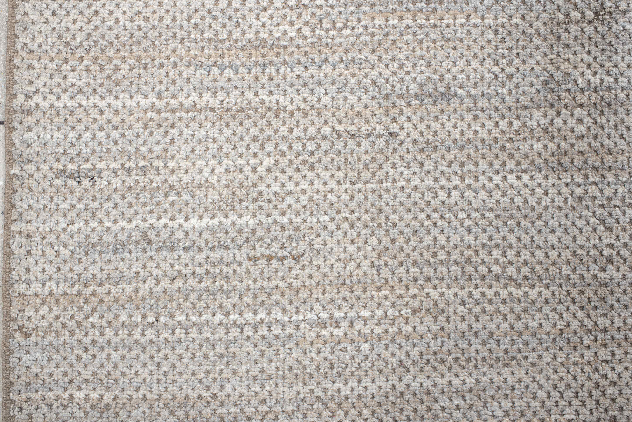 10' x 14' one-of-a-kind handmade vintage Tulu large size rug. Color palette: ivory, taupe, beige, camel, gray