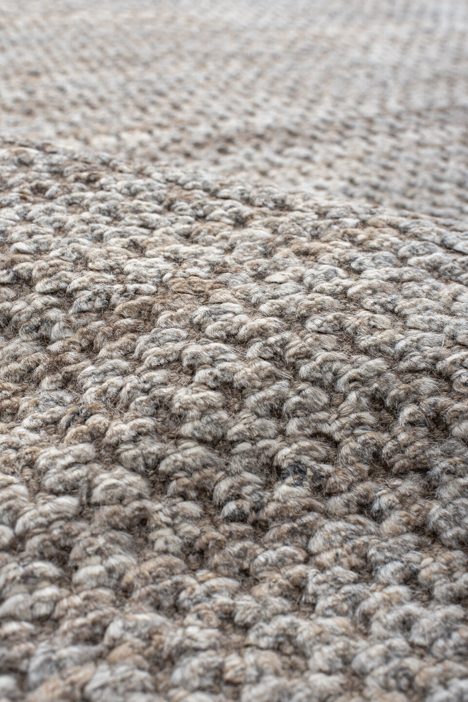 10' x 14' one-of-a-kind handmade vintage Tulu large size rug. Color palette: ivory, taupe, beige, camel, gray