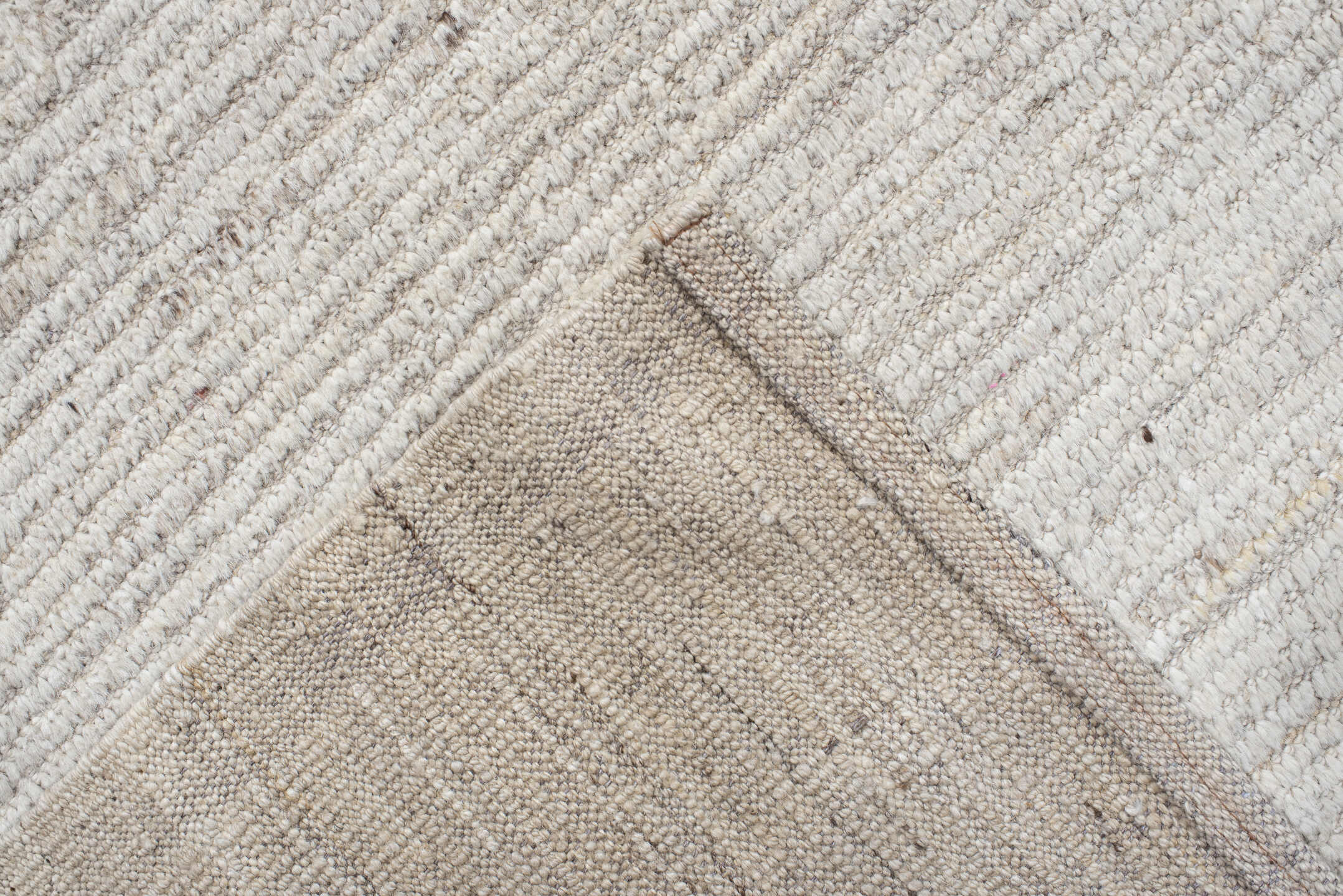 10' x 13' one-of-a-kind handmade vintage Tulu large size rug. Color palette: ivory, cream, beige, taupe, camel, gray
