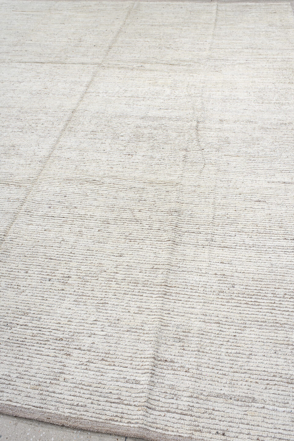 9' x 12' one-of-a-kind handmade vintage Tulu large size rug. Color palette: ivory, taupe, beige, cream, gray
