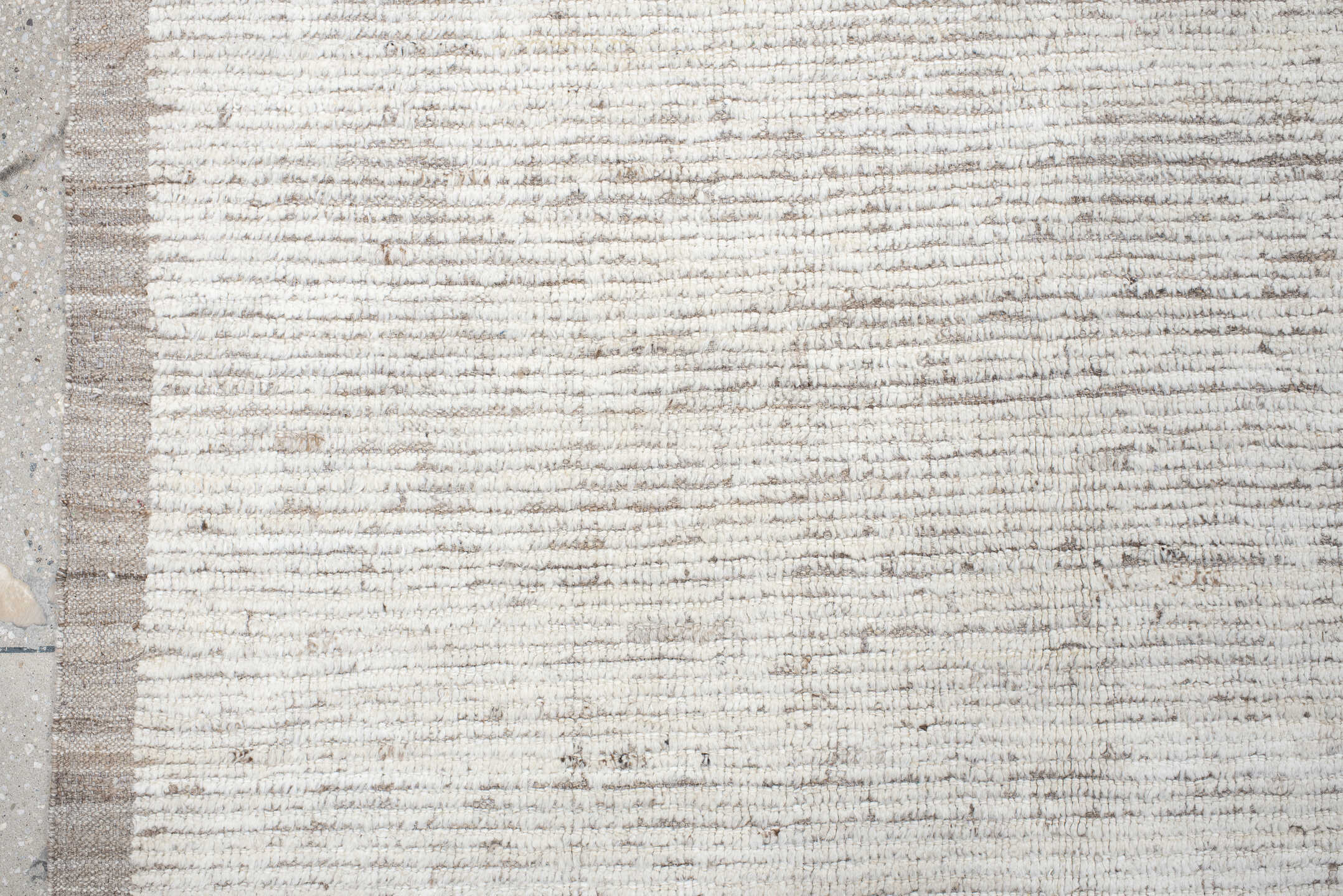 9' x 12' one-of-a-kind handmade vintage Tulu large size rug. Color palette: ivory, taupe, beige, cream, gray