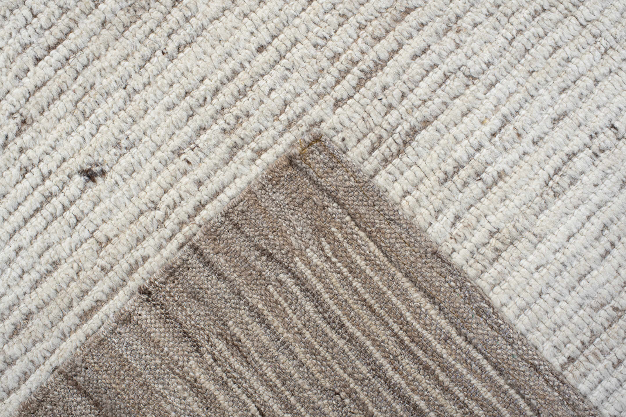 9' x 12' one-of-a-kind handmade vintage Tulu large size rug. Color palette: ivory, taupe, beige, cream, gray