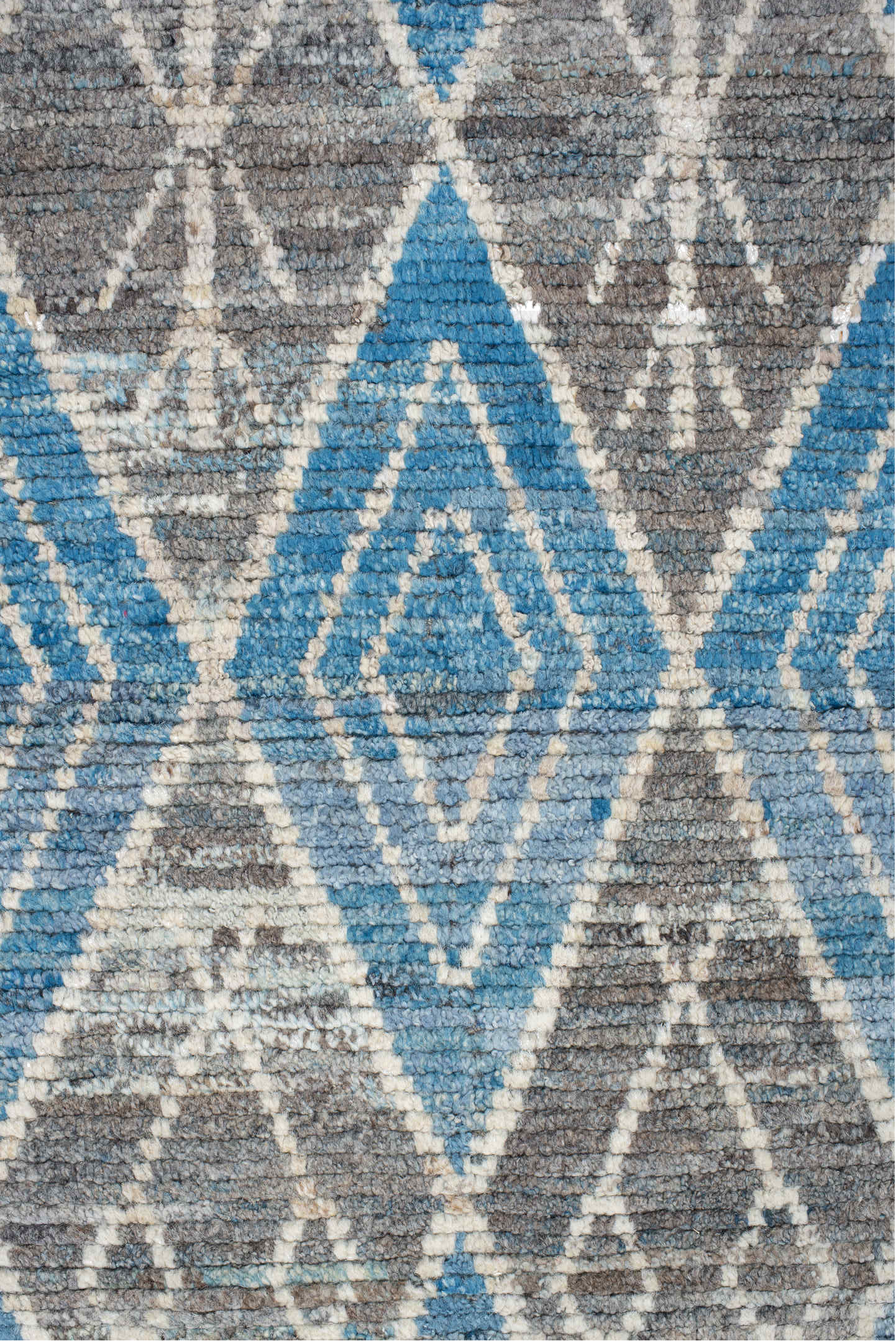 3' x 9' one-of-a-kind handmade vintage Tulu runner rug. Color palette: black, blue, dark gray, dim gray, gainsboro, gray