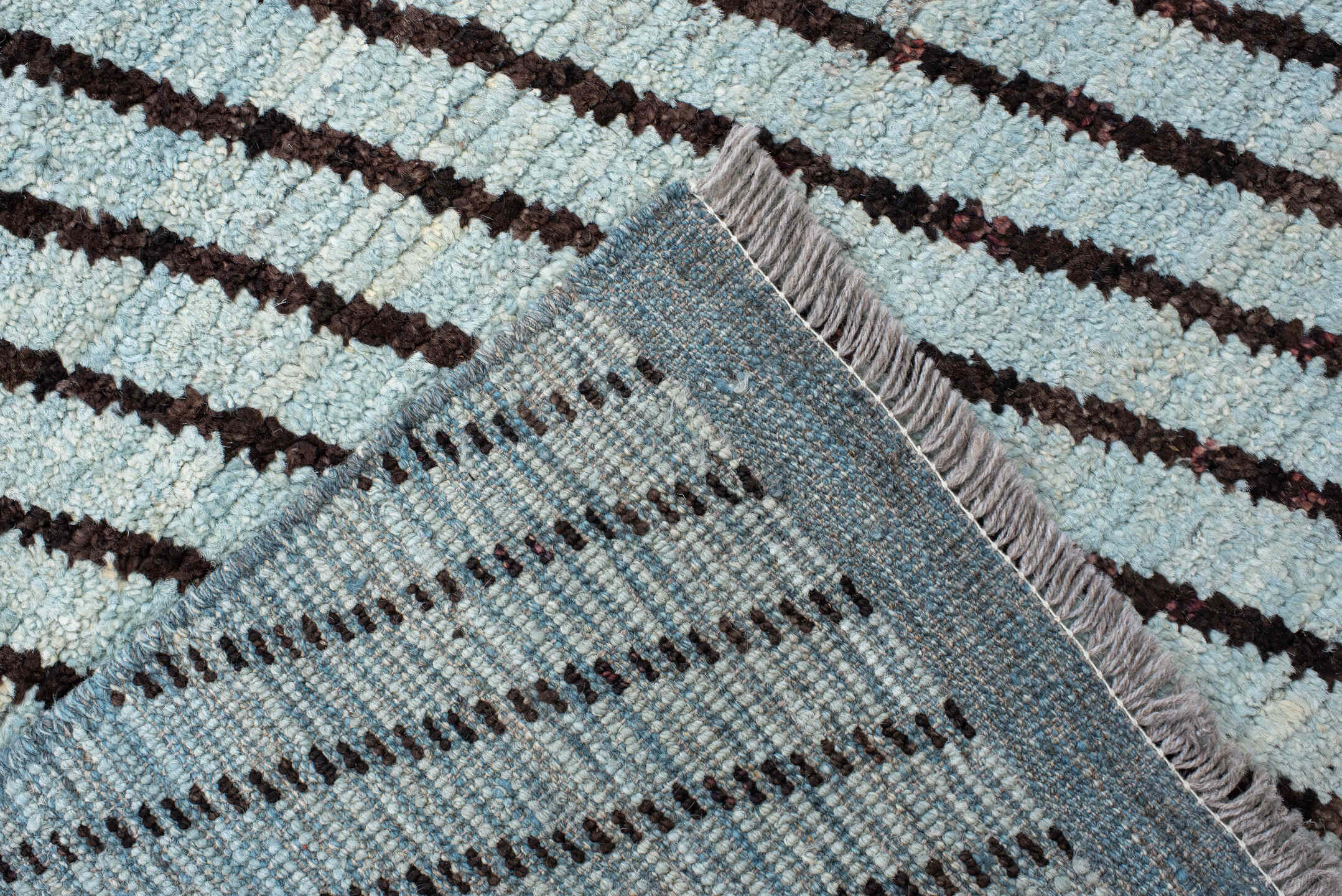 3' x 9' one-of-a-kind handmade vintage Tulu runner rug. Color palette: ivory, charcoal, slate, gray, black