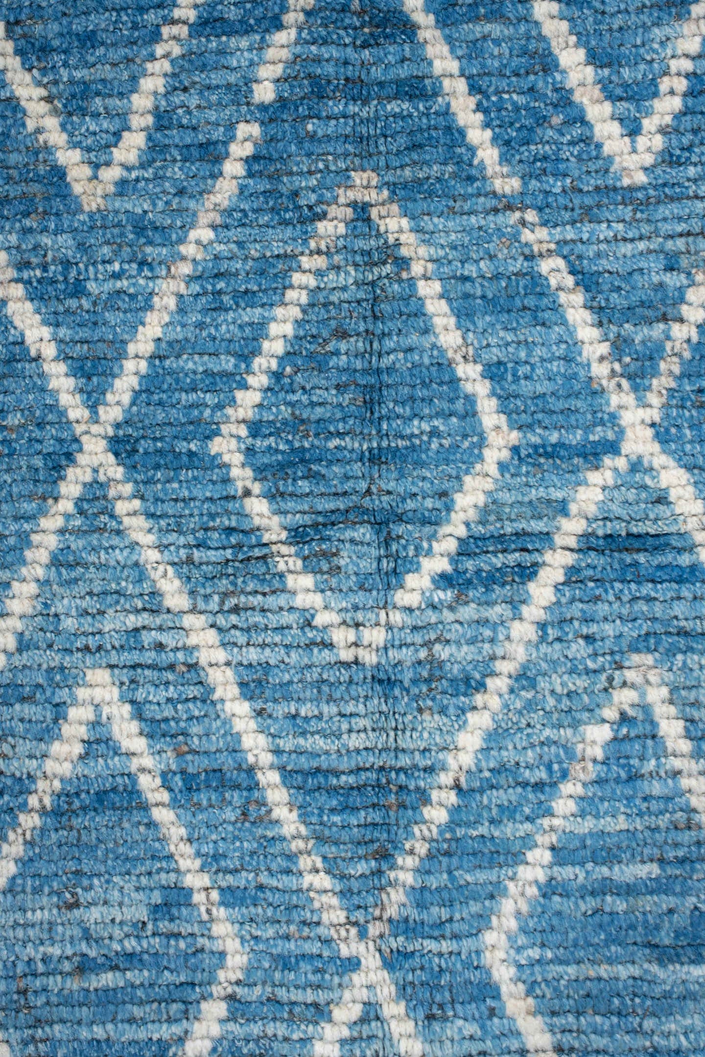 5' x 6' one-of-a-kind handmade vintage Tulu rug. Color palette: blue, ivory, slate, charcoal, gray, black