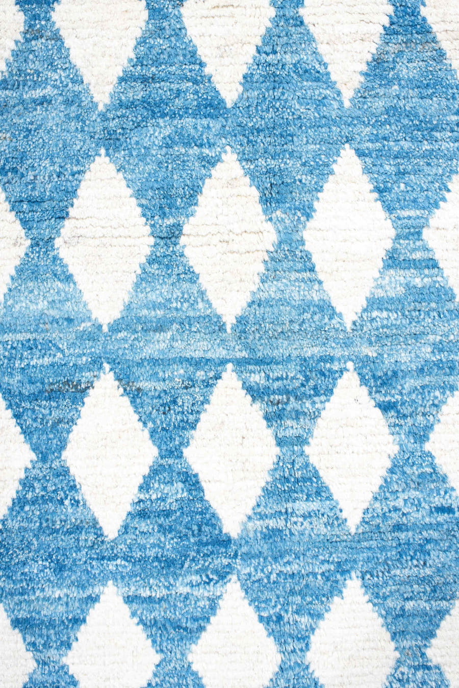 2' x 10' one-of-a-kind handmade vintage Tulu runner rug. Color palette: blue, ivory, cream