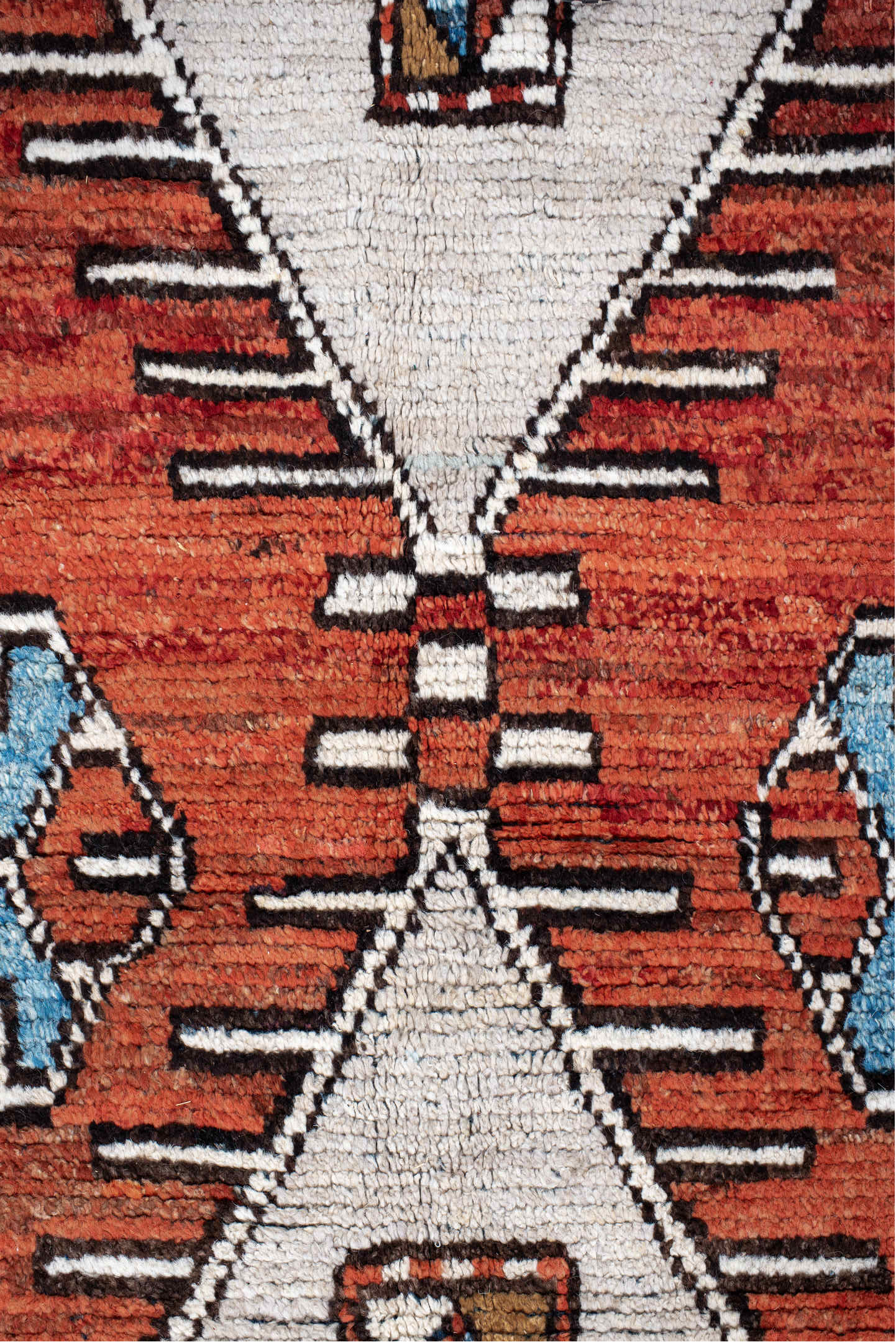 6' x 9' one-of-a-kind handmade vintage Tulu medium size rug. Color palette: blue, brown, dark gray, gainsboro, gray