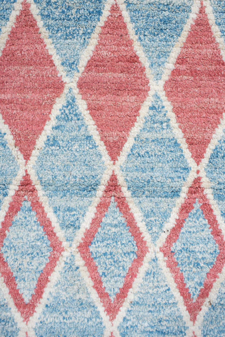 3' x 9' one-of-a-kind handmade vintage Tulu runner rug. Color palette: sky blue, ivory, rose, crimson, lavender, light blue