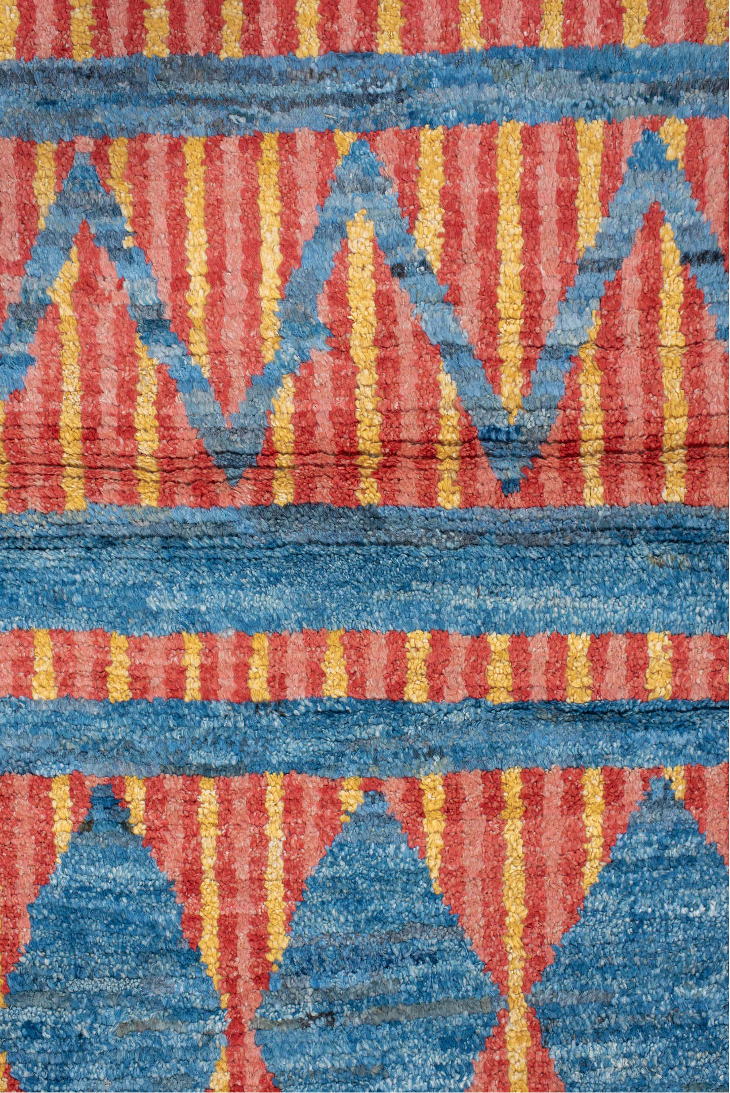 3' x 16' one-of-a-kind handmade vintage Tulu runner rug. Color palette: blue, rust, gold, ivory, orange, terracotta, brown
