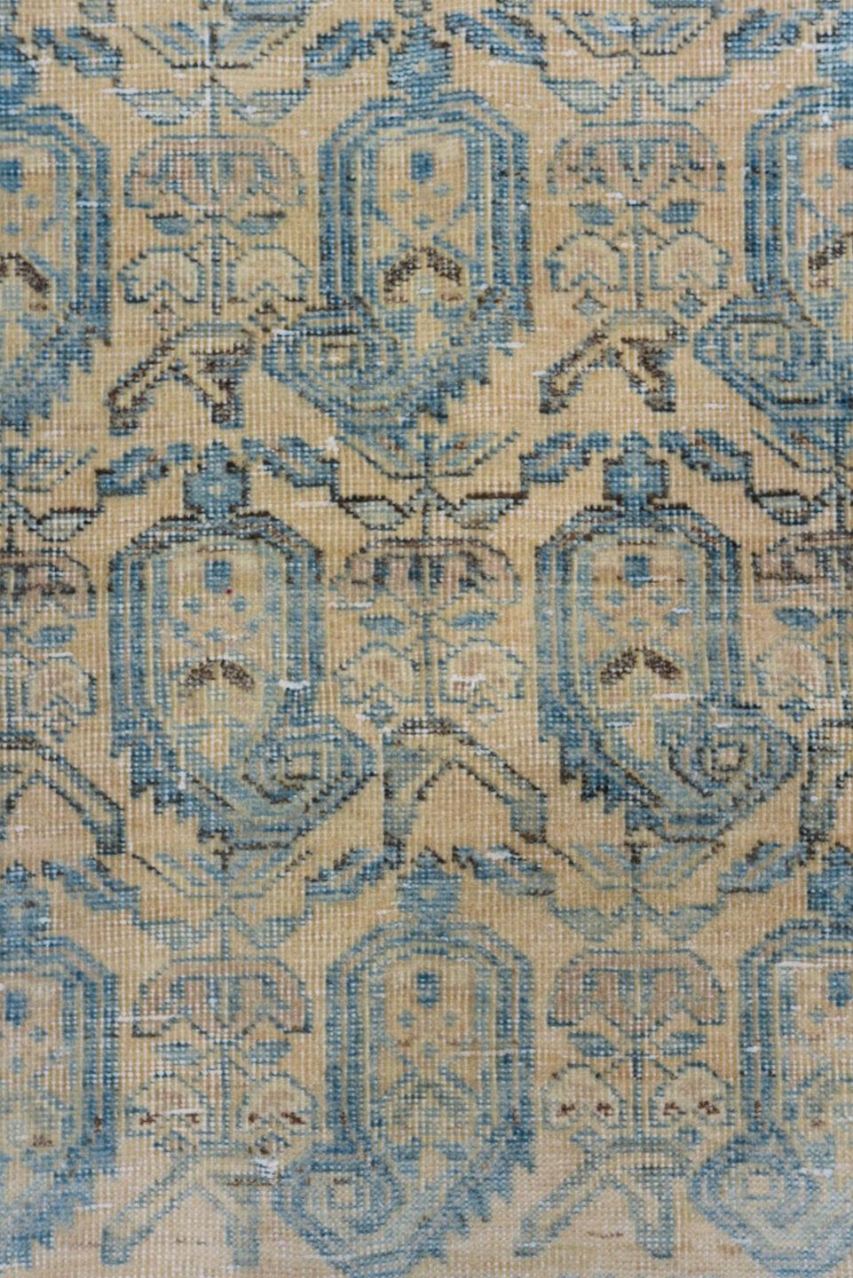 4' x 6' one-of-a-kind handmade antique Afshar rug. Color palette: ivory, sky blue, pale blue, taupe, charcoal, cream