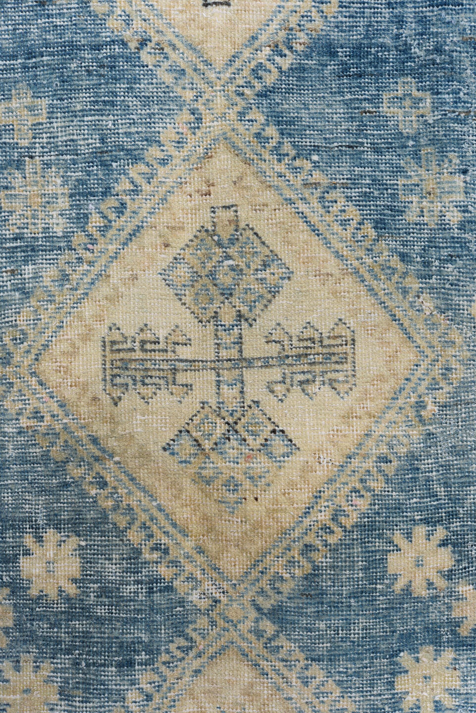 4' x 6' one-of-a-kind handmade vintage Afshar small size rug. Color palette: blue, brown, gray, light gray, off-white