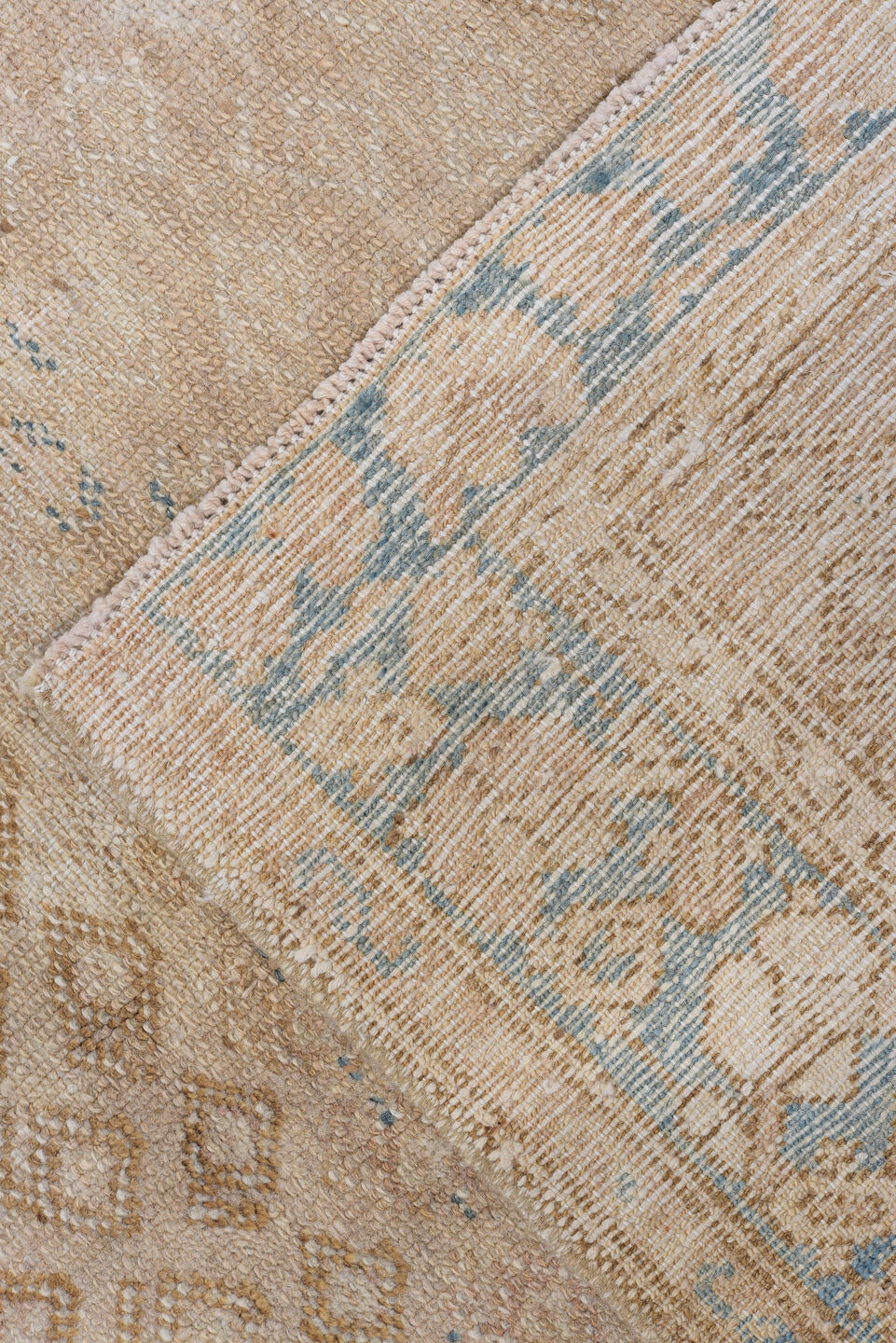 3' x 4' one-of-a-kind handmade antique Malayer small size rug. Color palette: beige, sky blue, ivory, taupe, camel