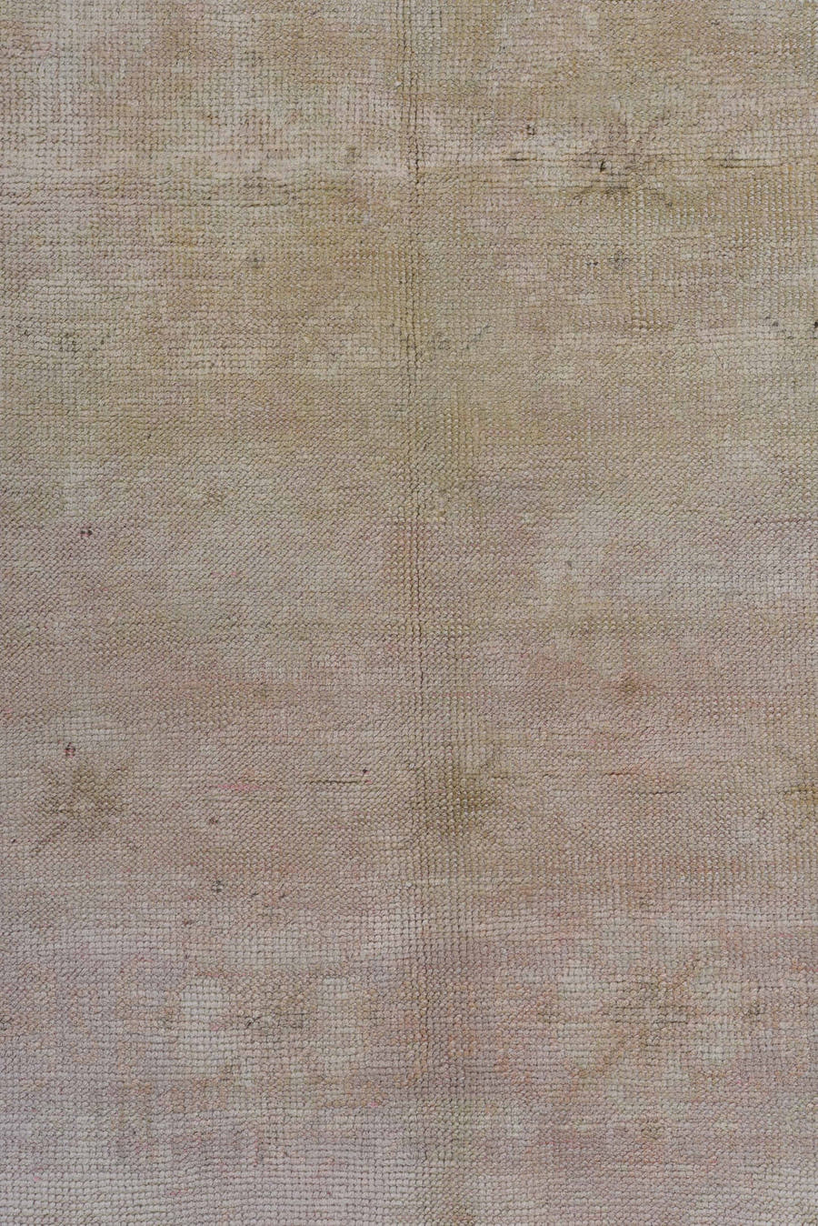 3' x 6' one-of-a-kind handmade antique Oushak runner rug. Color palette: ivory, blush, taupe, beige, sand, pale gray, pink