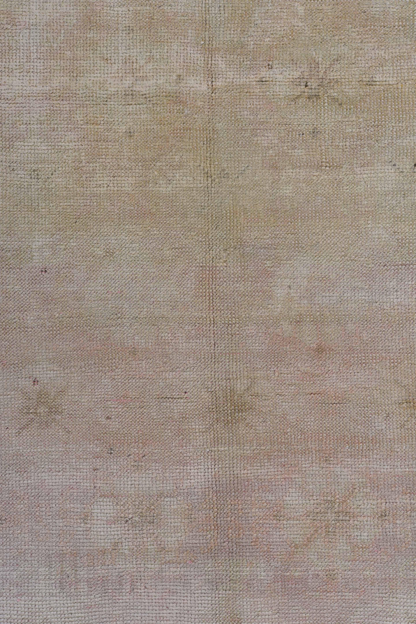 3' x 6' one-of-a-kind handmade antique Oushak runner rug. Color palette: ivory, blush, taupe, beige, sand, pale gray, pink