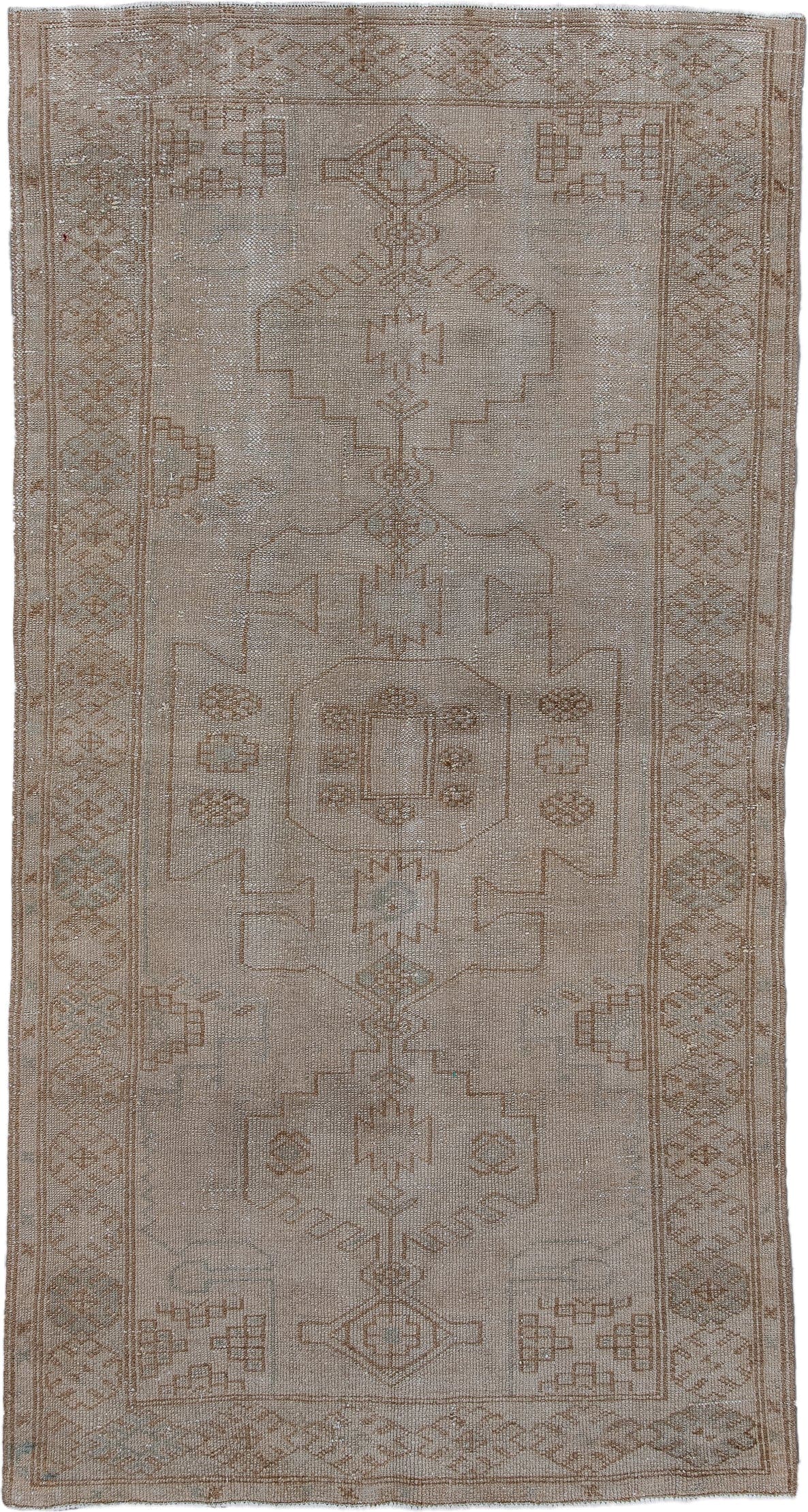 3' x 6' one-of-a-kind handmade vintage Malayer small size rug. Color palette: taupe, beige, camel, ivory, light brown, gray