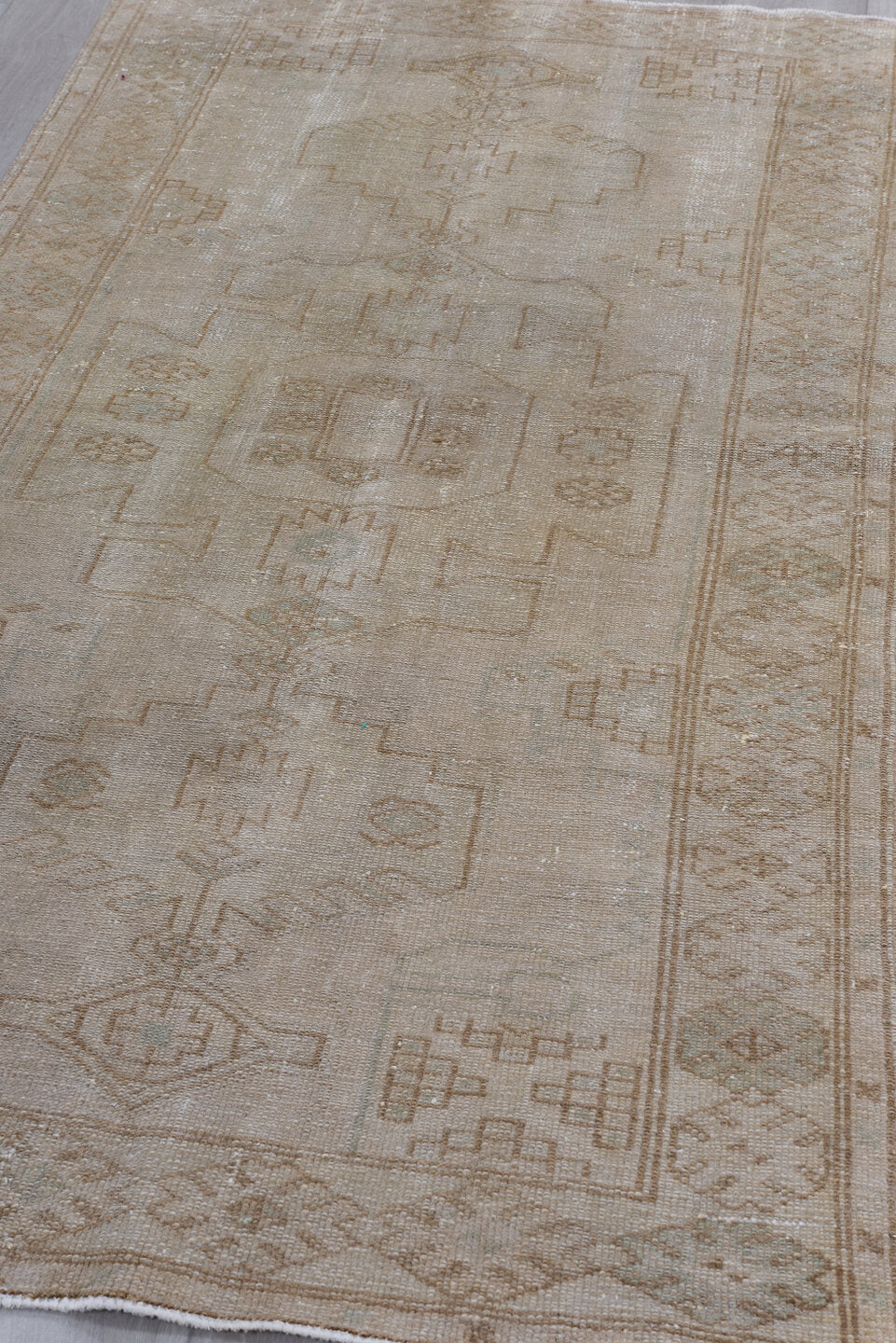 3' x 6' one-of-a-kind handmade vintage Malayer small size rug. Color palette: taupe, beige, camel, ivory, light brown, gray