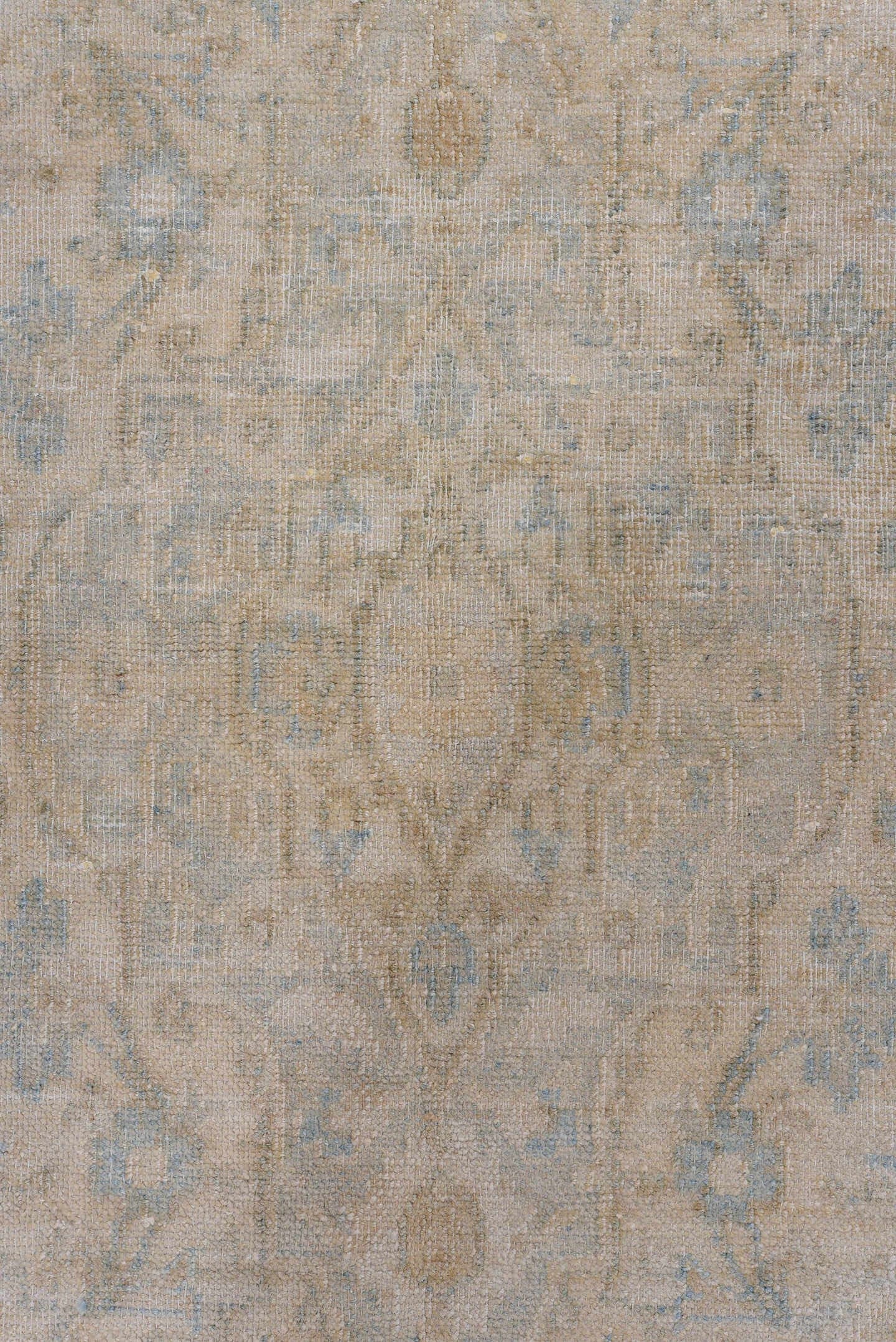 3' x 6' one-of-a-kind handmade antique Sivas small size rug. Color palette: beige, ivory, pale blue, taupe, sand, light blue