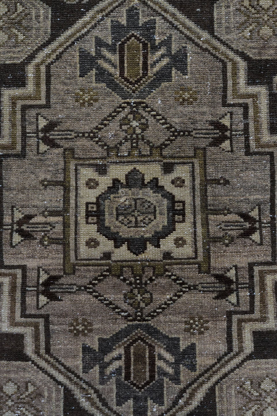 4' x 6' one-of-a-kind handmade antique Malayer small size rug. Color palette: brown, ivory, taupe, charcoal, camel, beige