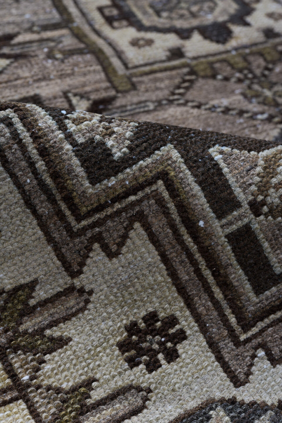 4' x 6' one-of-a-kind handmade antique Malayer small size rug. Color palette: brown, ivory, taupe, charcoal, camel, beige
